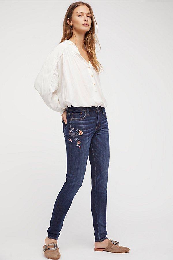 Driftwood Jackie Embroidered Skinny Jeans At Free People Denim